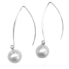 303-01-S | LONG DROP EDISON EARRING (WHITE ON SILVER)