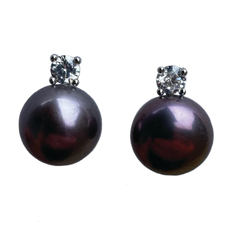 316-10-S | COCO EARRING 11MM (BLACK ON SILVER)