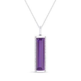 3.19ct Amethyst 16"Pendant Necklace in 14K White Gold