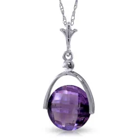 3.25 Carat 14K Solid White Gold Necklace Checkerboard Cut Purple Amethyst