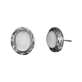 353-MOP-S | OVAL MOTHER OF PEARL POST EARRING ON SILVER