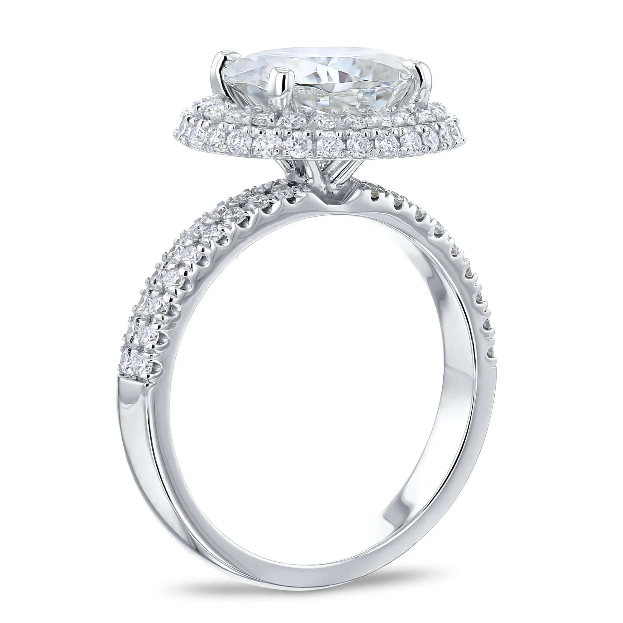 3ct Oval Moissanite Double Halo East-West Ring