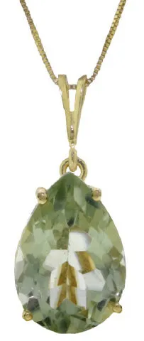 5 Carat 14K Solid White Gold Necklace Natural Green Amethyst