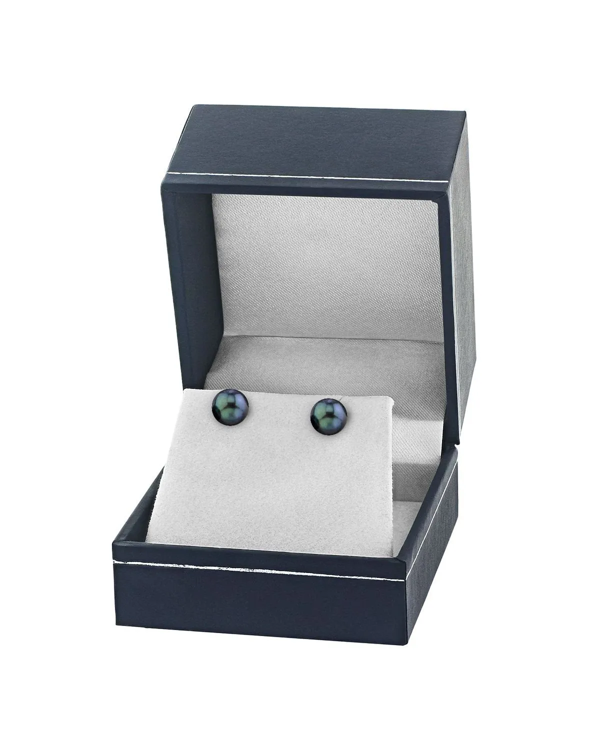 7.0-7.5mm Black Akoya Round Pearl Stud Earrings