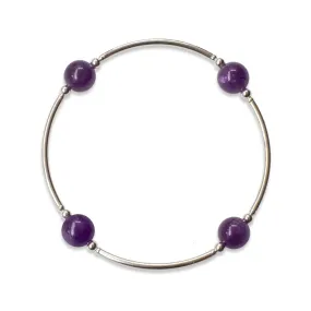 8mm Amethyst Blessing Bracelet - Silver Links