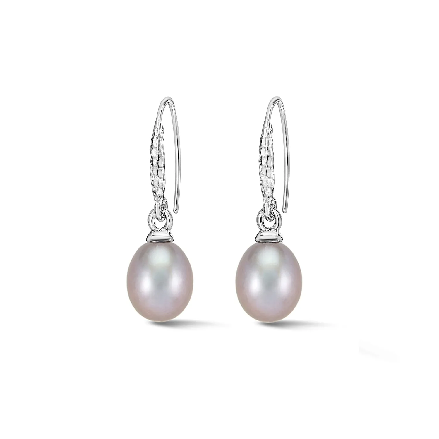 8mm Oval Dove Grey Luna Pearl Drop Earrings