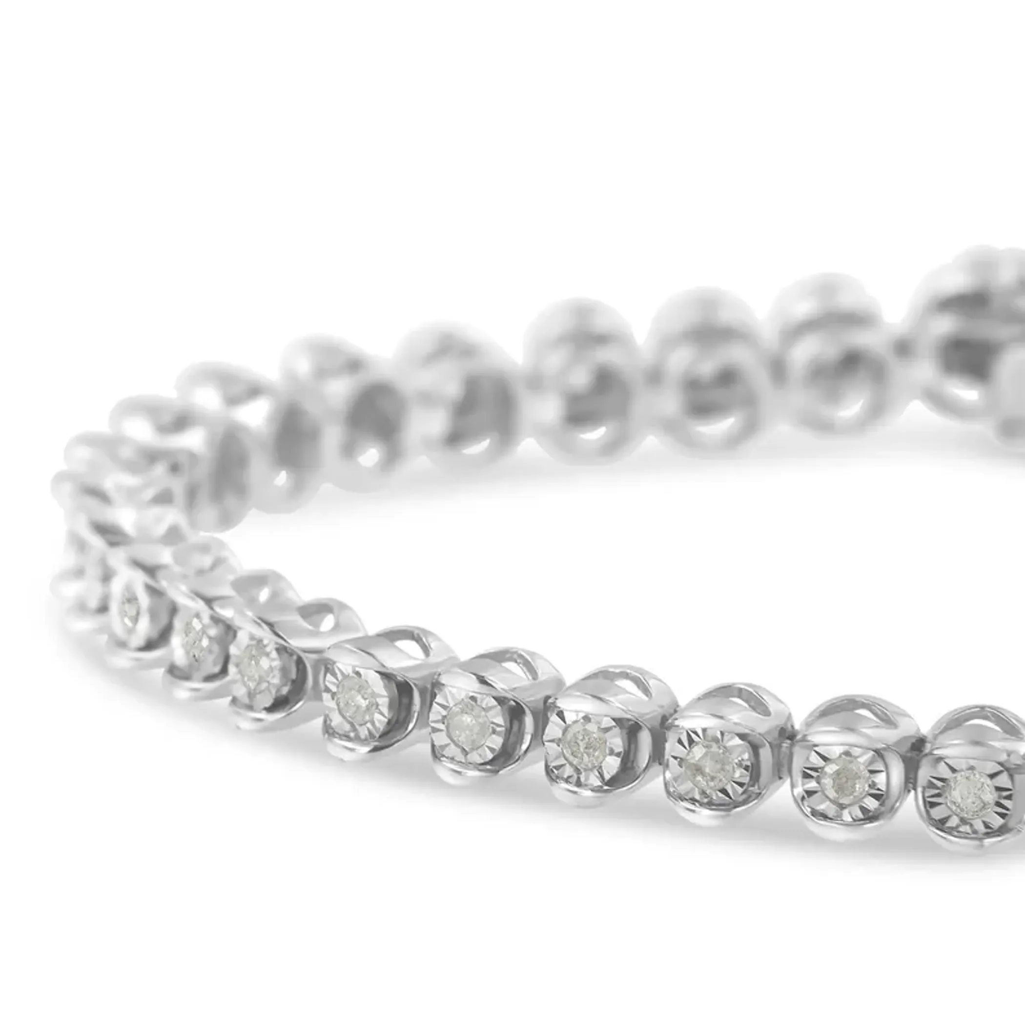 .925 Sterling Silver 1.0 Cttw Diamond Miracle-Set 7" Link Bracelet (I-J Color, I3 Clarity)