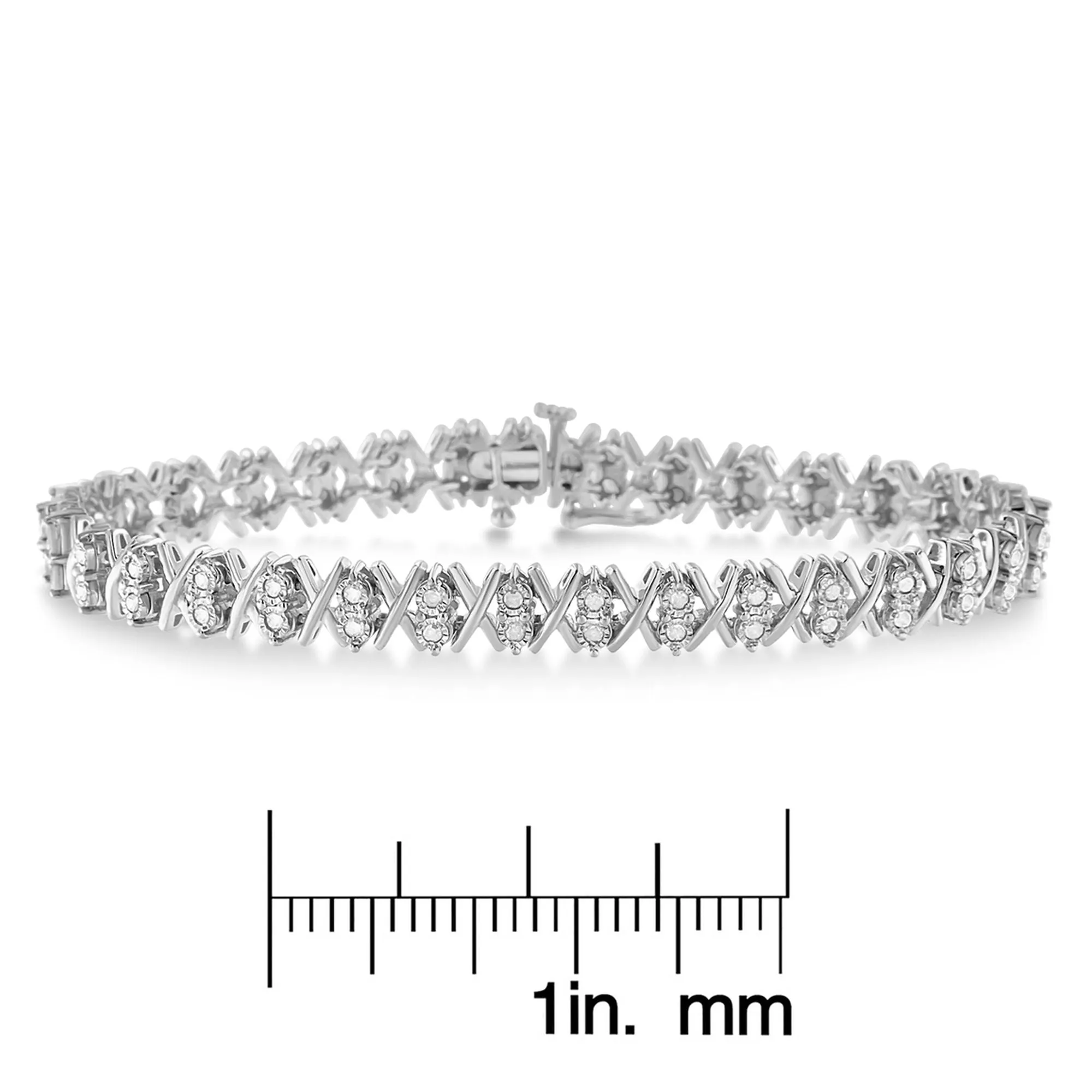 .925 Sterling Silver 1.0 Cttw Diamond Miracle-Set X-Link 7" Tennis Bracelet