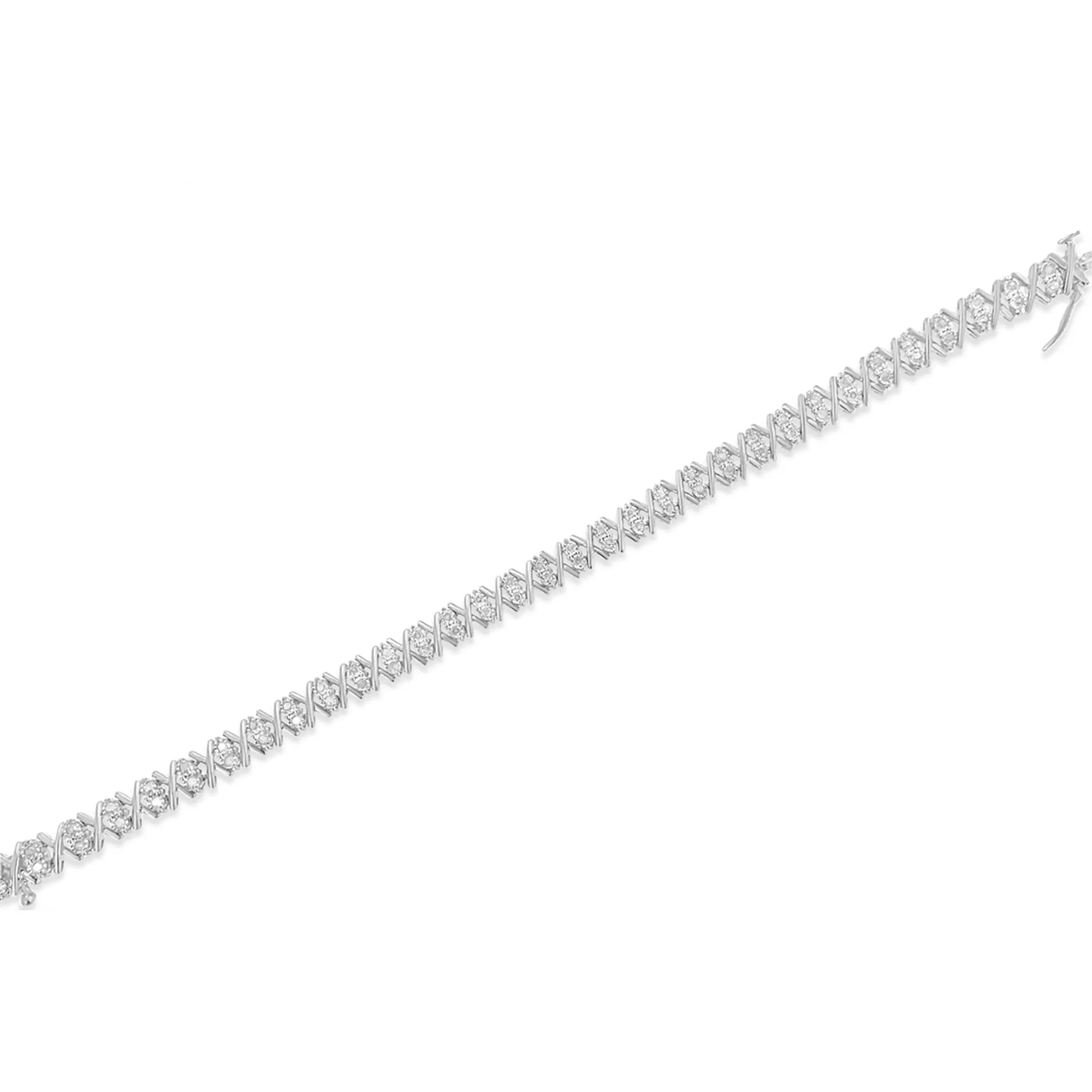 .925 Sterling Silver 1.0 Cttw Diamond Miracle-Set X-Link 7" Tennis Bracelet