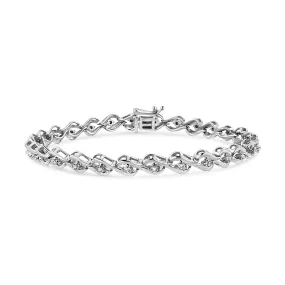 .925 Sterling Silver 1/10 Cttw Round-Cut Diamond Link Bracelet