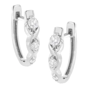 .925 Sterling Silver 1/4 cttw Prong Set Round-Cut Diamond Twist and Swirl Hoop Earring (I-J Color, I2-I3 Clarity)