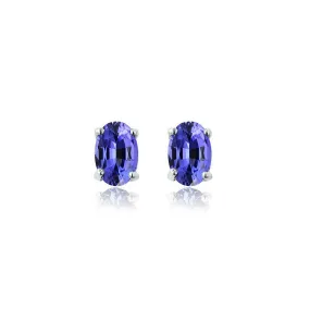 925 STERLING SILVER 2.00CT GENUINE TANZANITE OVAL STUD EARRINGS WOMEN AND MEN