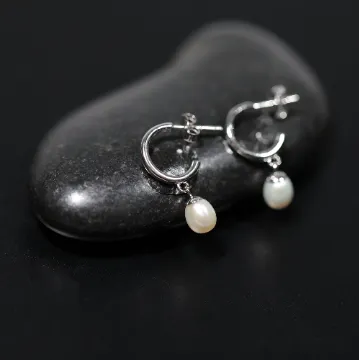 925 Sterling Silver Pearl Hoop Earrings