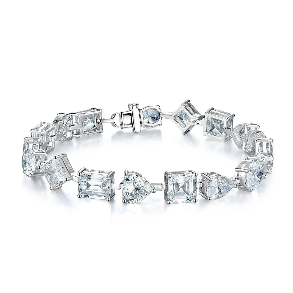 925 Sterling Silver Sparkling Bracelet with High-Carbon Diamonds