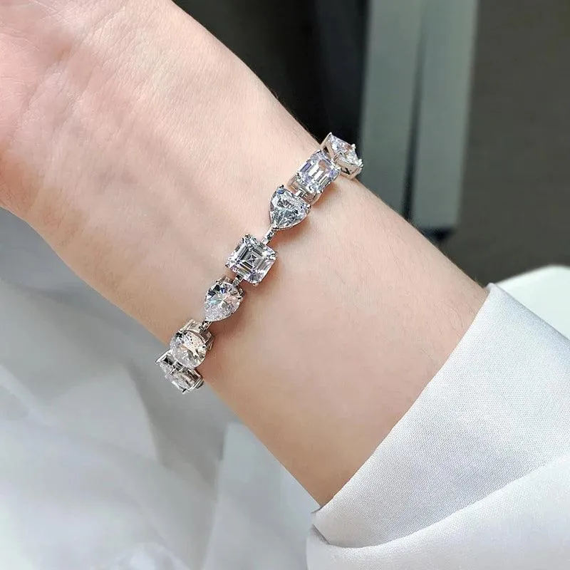 925 Sterling Silver Sparkling Bracelet with High-Carbon Diamonds