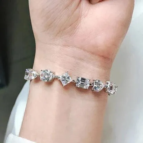 925 Sterling Silver Sparkling Bracelet with High-Carbon Diamonds