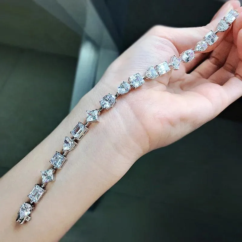 925 Sterling Silver Sparkling Bracelet with High-Carbon Diamonds