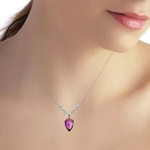 9.52 Carat 14K Solid White Gold Necklace Diamond Briolette Amethyst