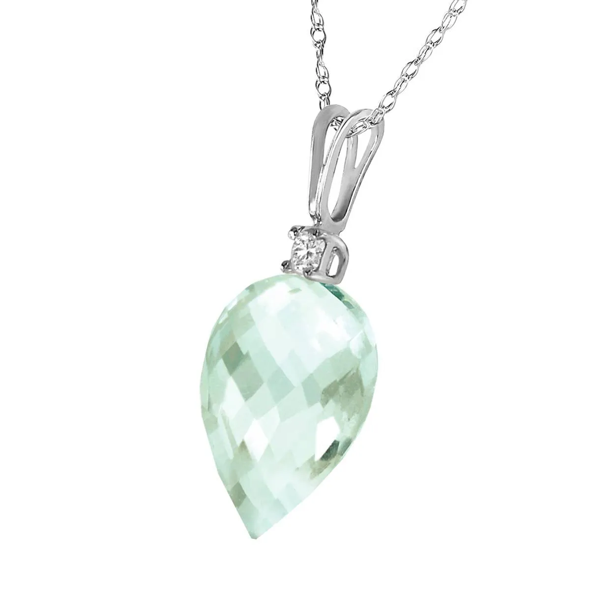 9.55 Carat 14K Solid White Gold Exaggeration Is Good Green Amethyst Necklace