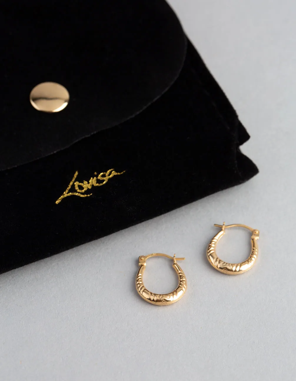 9ct Gold Diamond Cut Creole Hoop Earrings