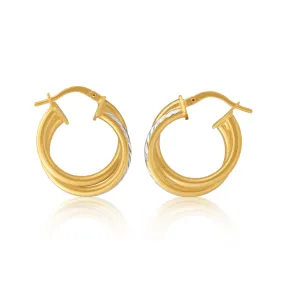 9ct Gold Filled 15mm Stunning Double Hoop Earrings