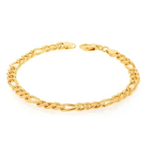 9ct Silverfilled Yellow Gold Figaro 19cm 150 Gauge Bracelet