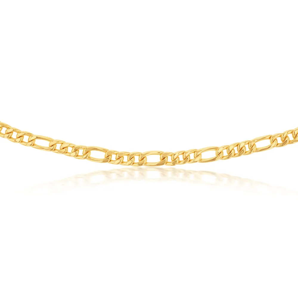 9ct Silverfilled Yellow Gold Figaro 19cm 150 Gauge Bracelet