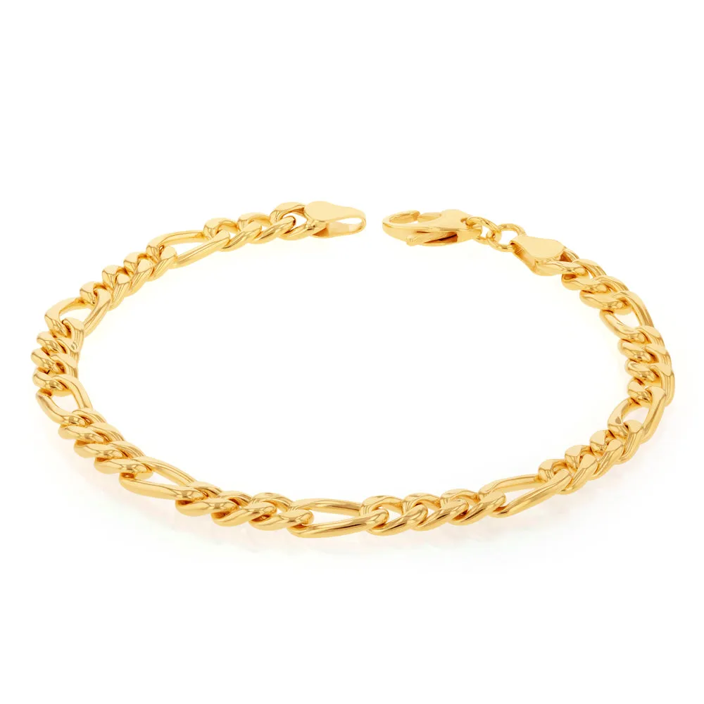 9ct Silverfilled Yellow Gold Figaro 19cm 150 Gauge Bracelet