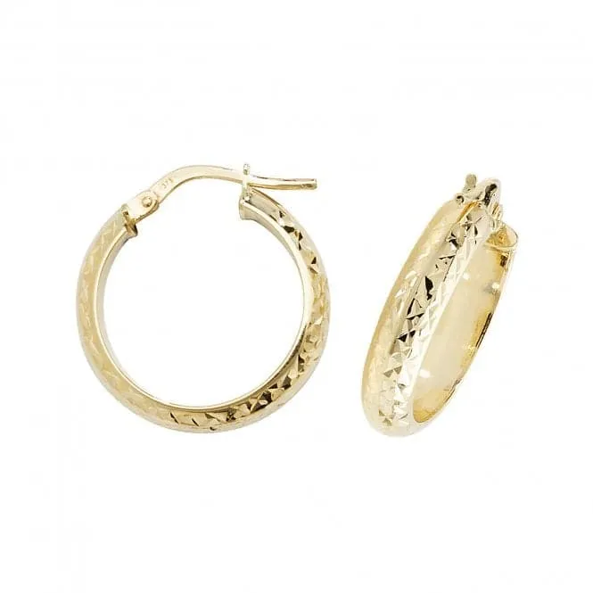 9ct Yellow Gold Diamond-Cut Hoop Earrings ER1044