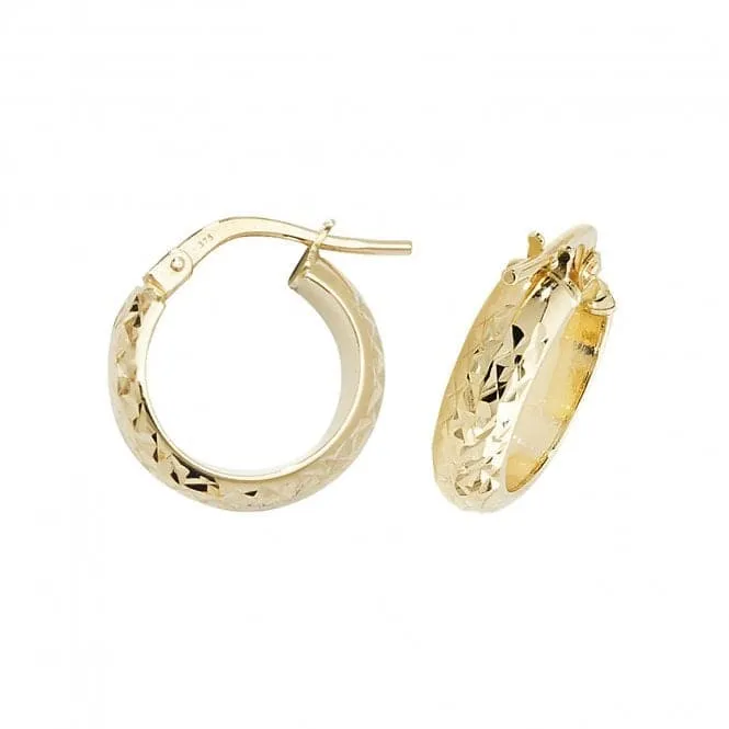 9ct Yellow Gold Diamond-Cut Hoop Earrings ER1044