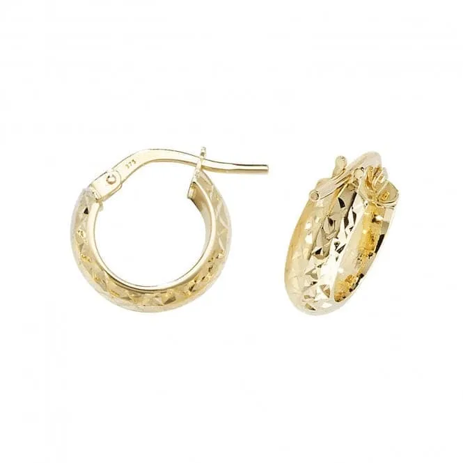 9ct Yellow Gold Diamond-Cut Hoop Earrings ER1044