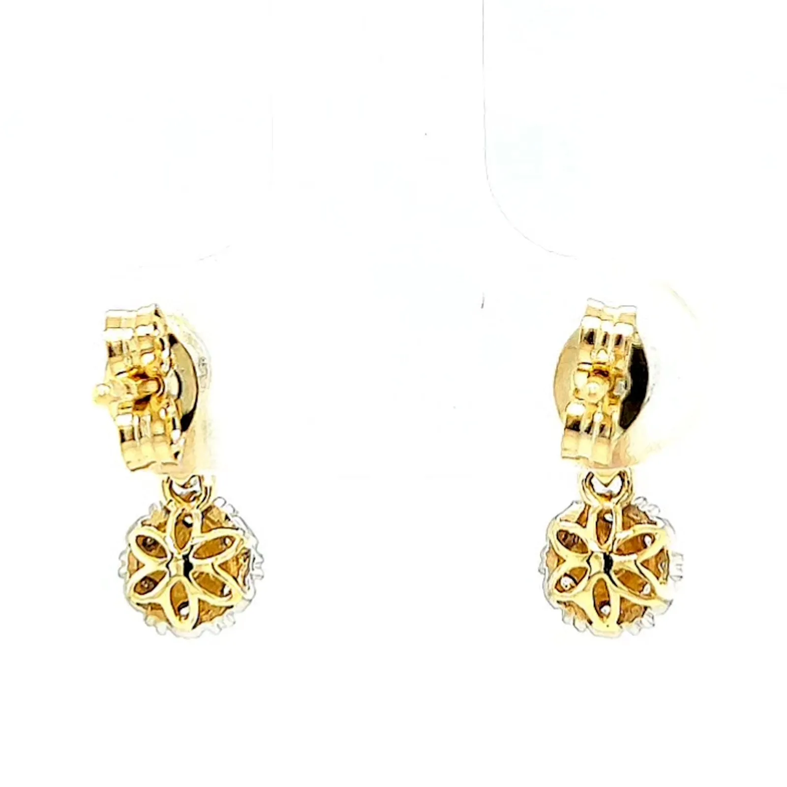 9ct Yellow Gold Round Brilliant Cut with 0.10 CARAT tw of Diamonds Drop Earrings