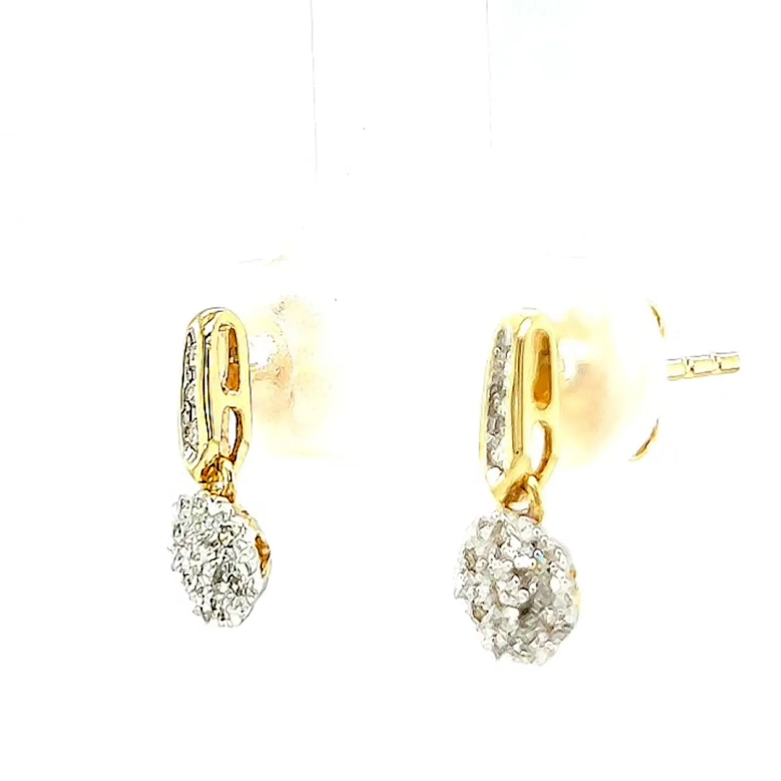 9ct Yellow Gold Round Brilliant Cut with 0.10 CARAT tw of Diamonds Drop Earrings