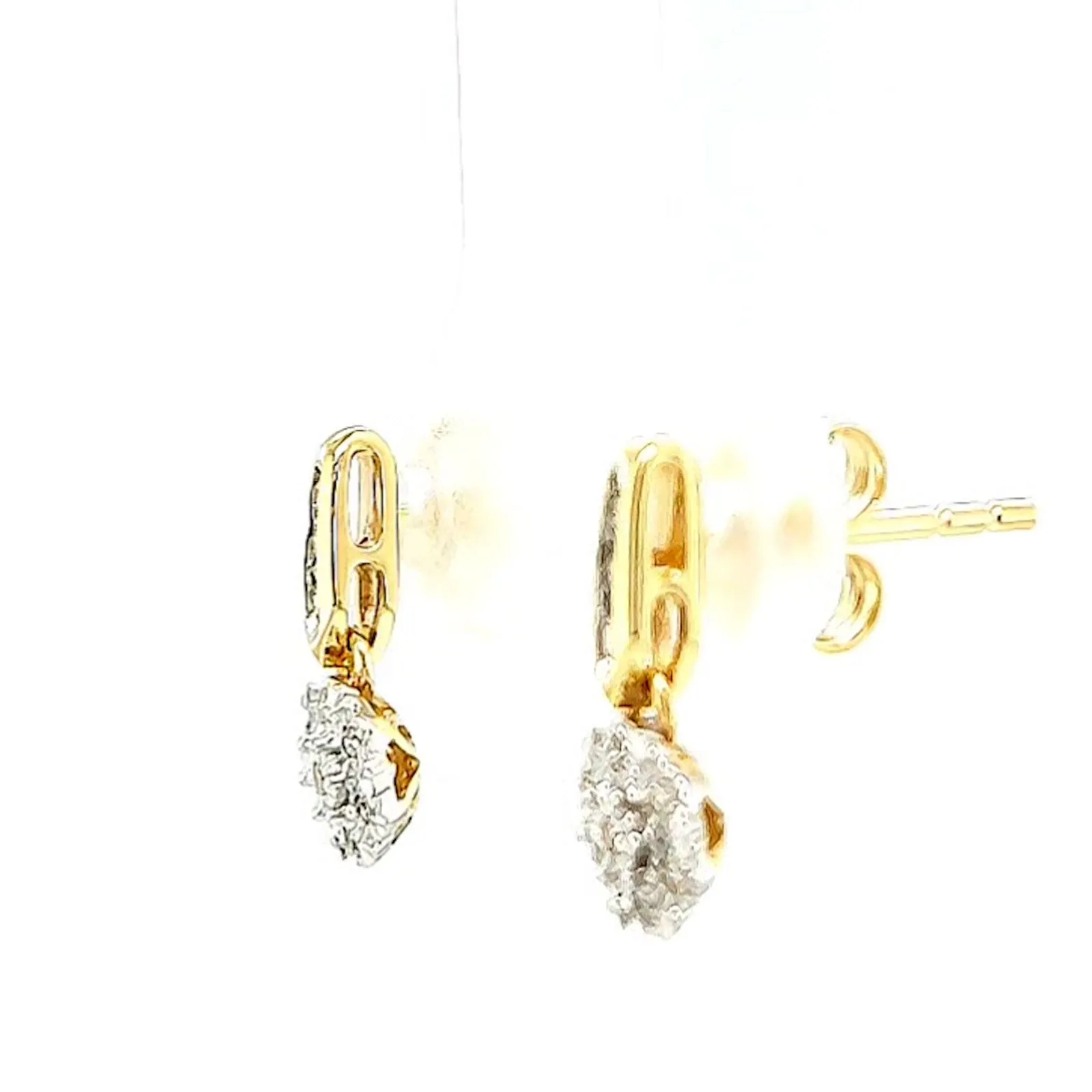 9ct Yellow Gold Round Brilliant Cut with 0.10 CARAT tw of Diamonds Drop Earrings