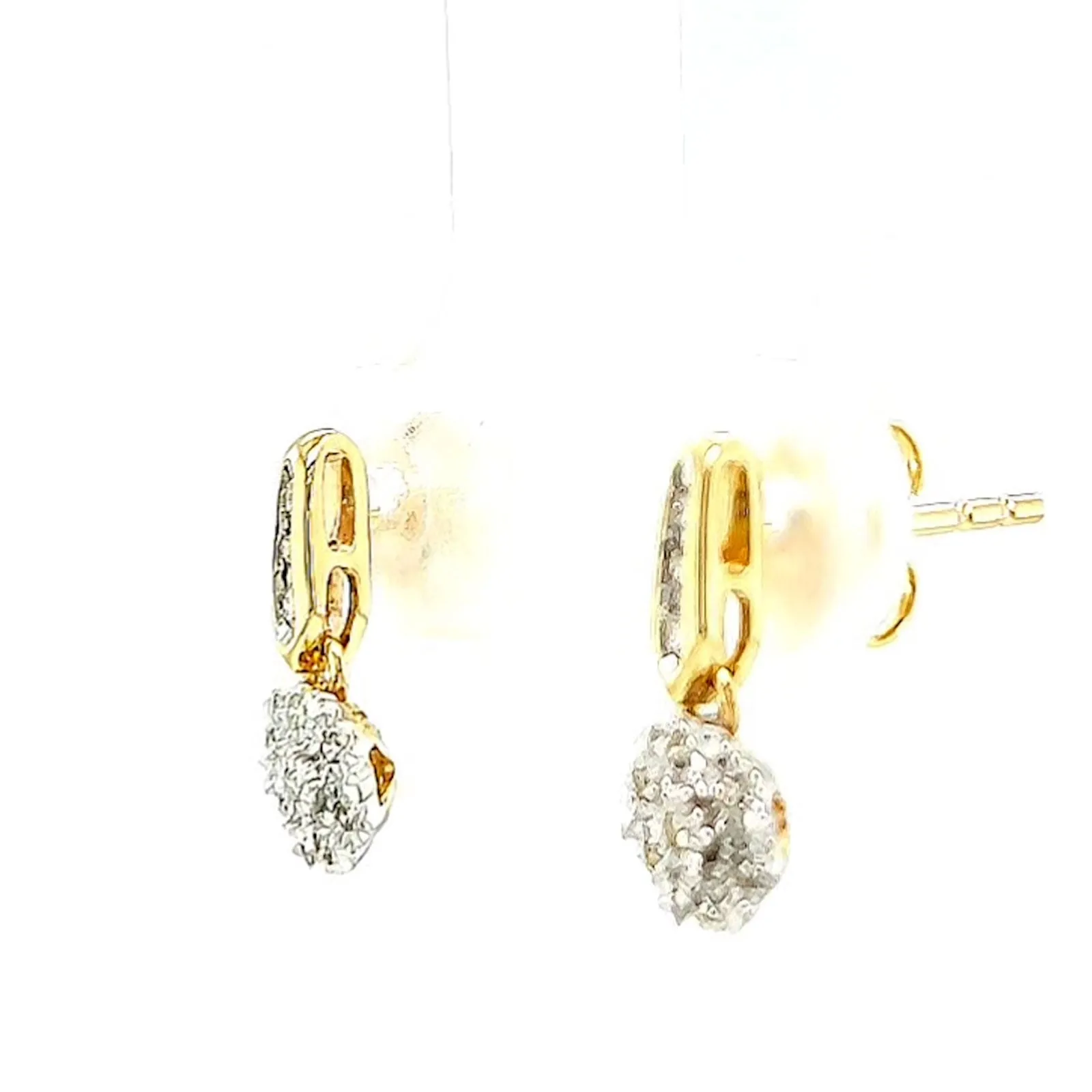 9ct Yellow Gold Round Brilliant Cut with 0.10 CARAT tw of Diamonds Drop Earrings