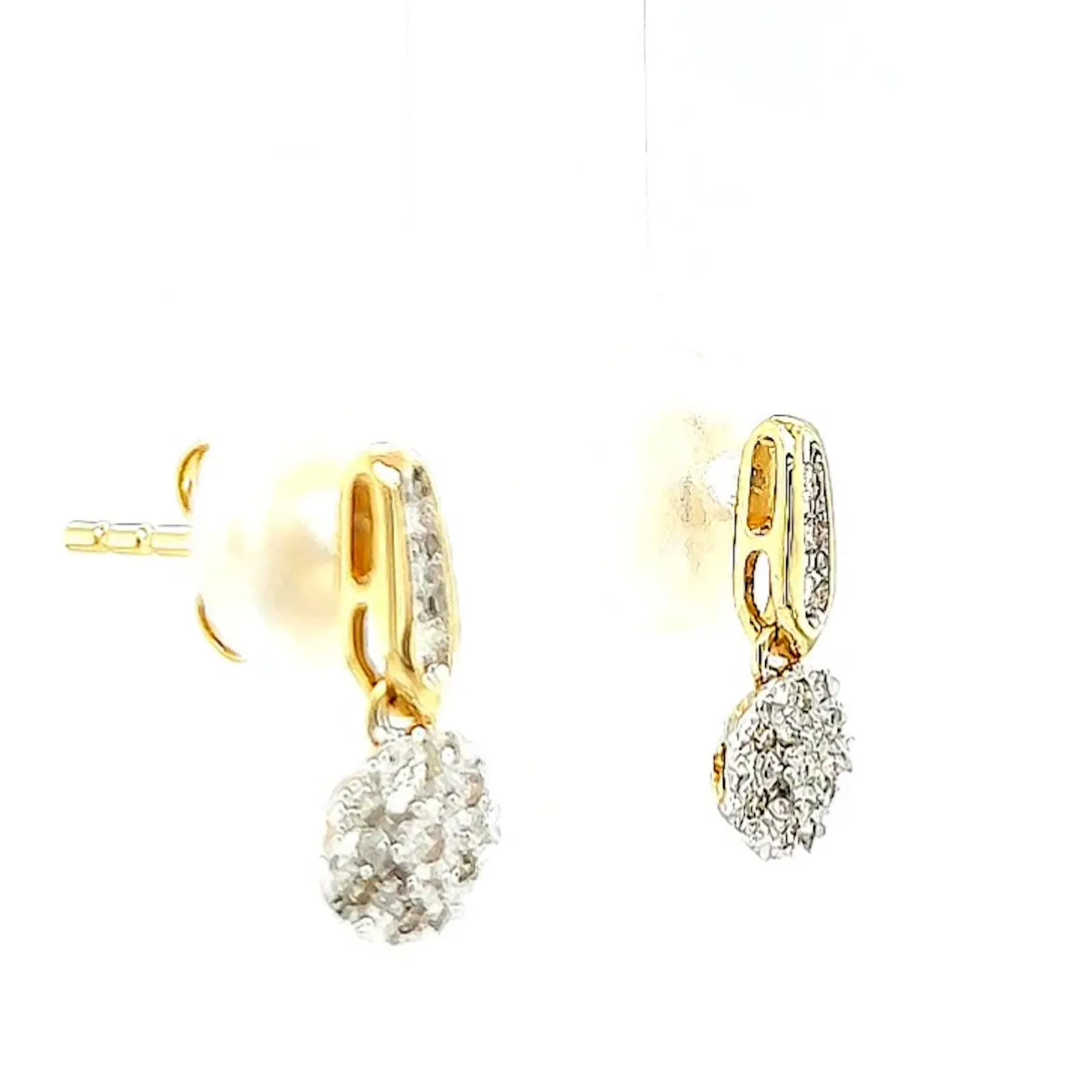 9ct Yellow Gold Round Brilliant Cut with 0.10 CARAT tw of Diamonds Drop Earrings