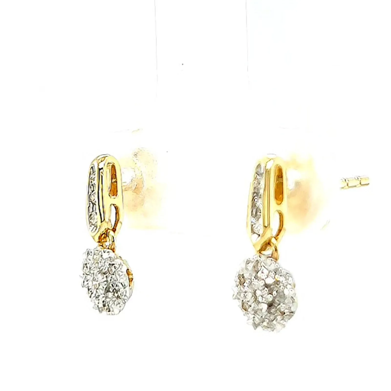 9ct Yellow Gold Round Brilliant Cut with 0.10 CARAT tw of Diamonds Drop Earrings