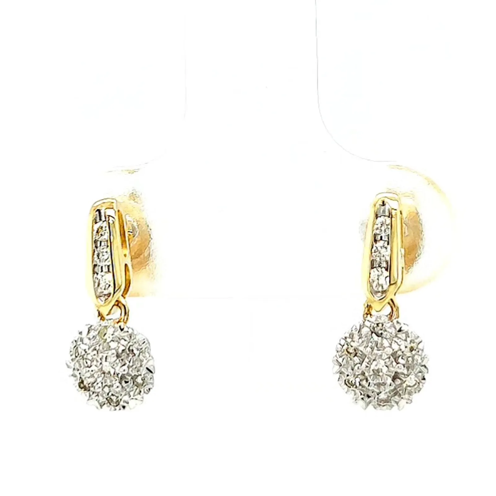 9ct Yellow Gold Round Brilliant Cut with 0.10 CARAT tw of Diamonds Drop Earrings