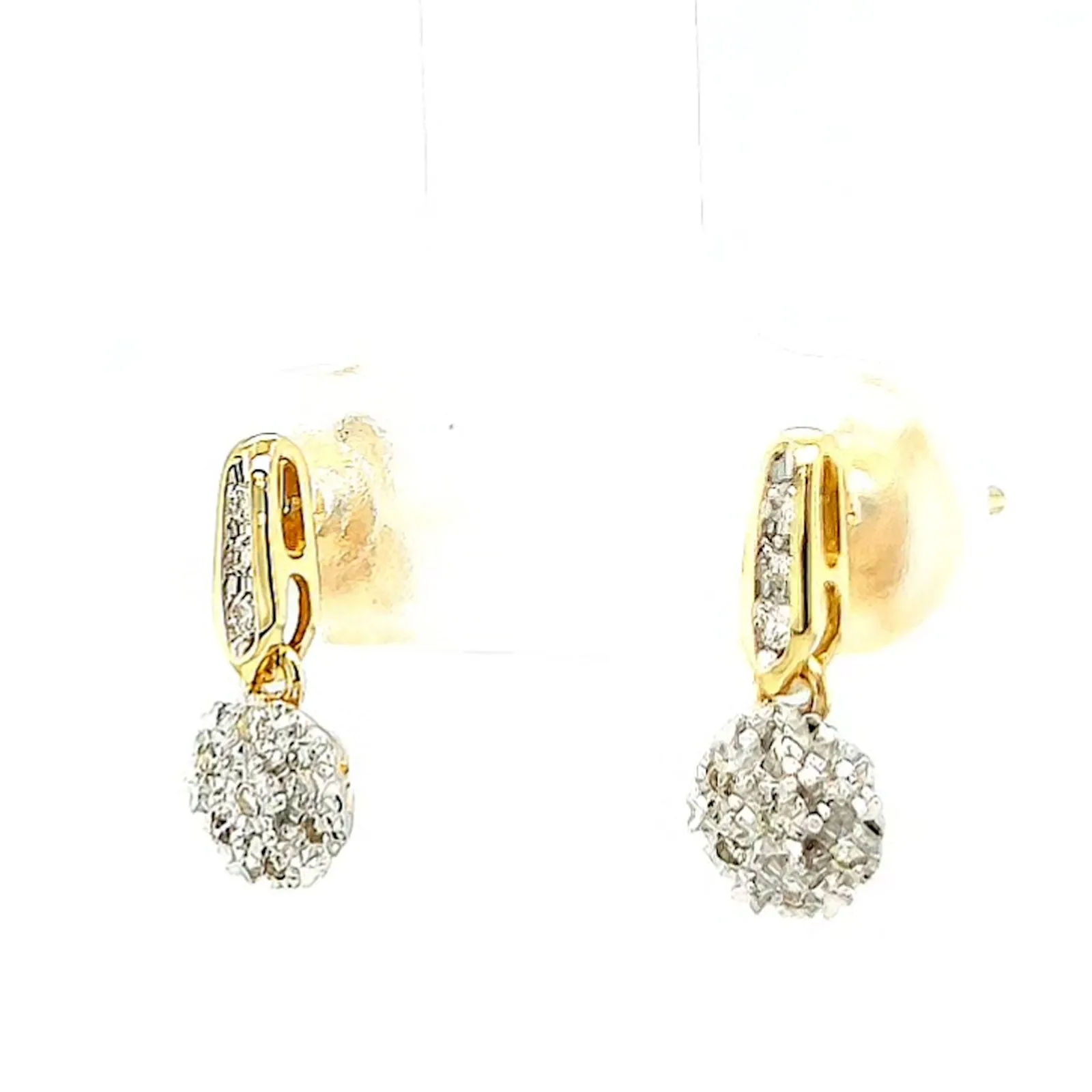 9ct Yellow Gold Round Brilliant Cut with 0.10 CARAT tw of Diamonds Drop Earrings