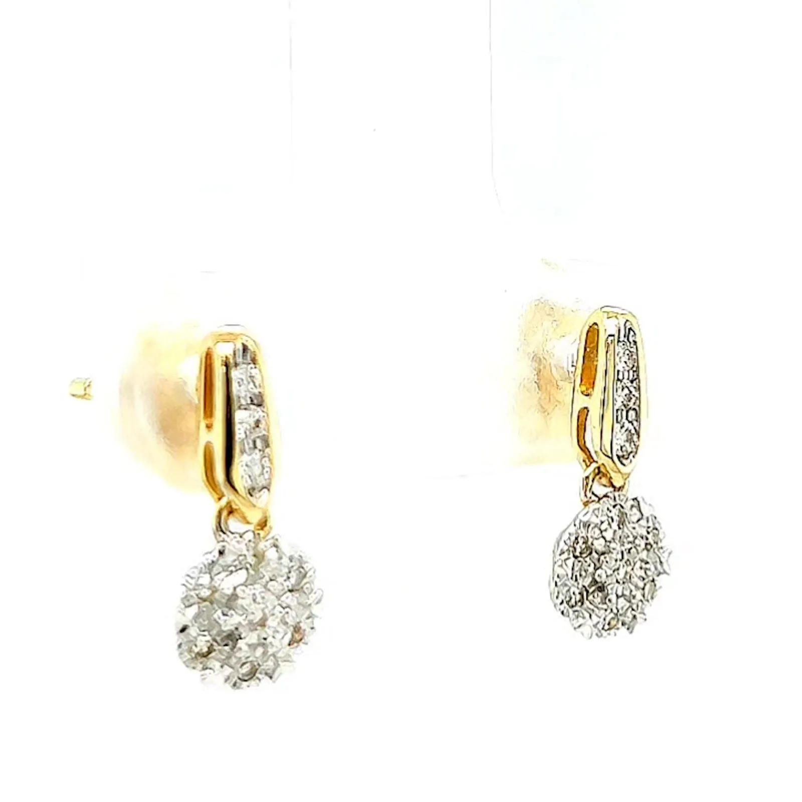 9ct Yellow Gold Round Brilliant Cut with 0.10 CARAT tw of Diamonds Drop Earrings