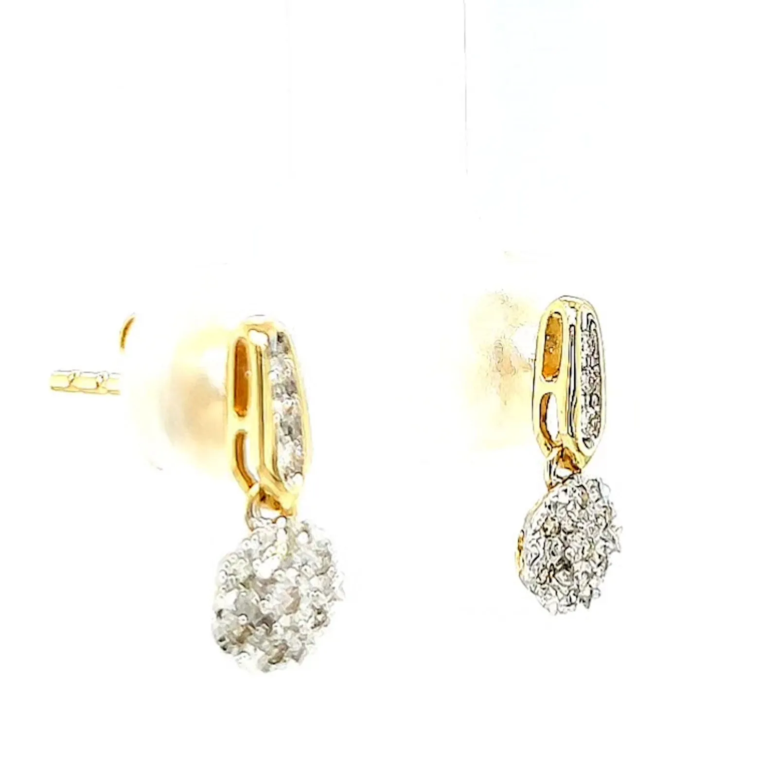 9ct Yellow Gold Round Brilliant Cut with 0.10 CARAT tw of Diamonds Drop Earrings