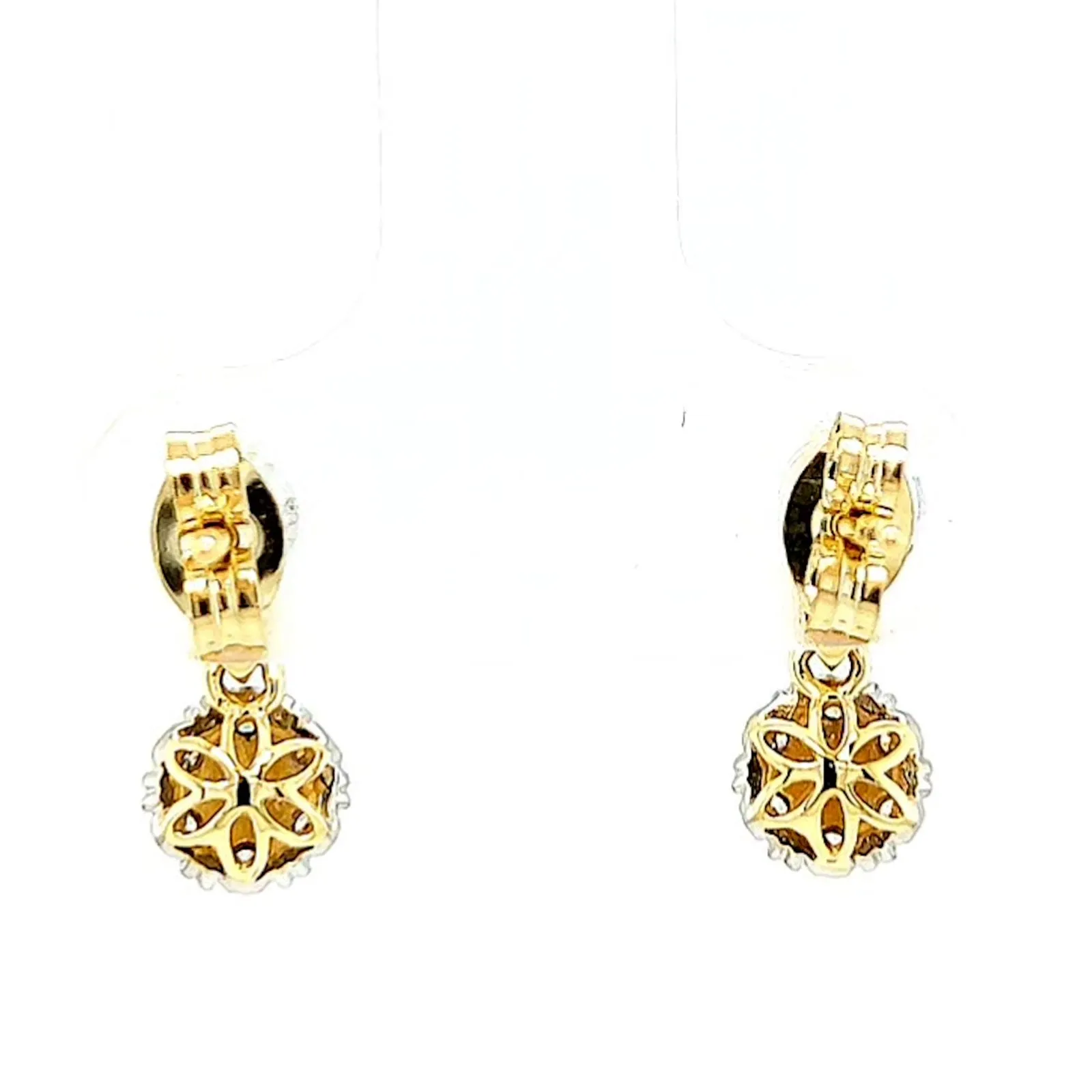 9ct Yellow Gold Round Brilliant Cut with 0.10 CARAT tw of Diamonds Drop Earrings