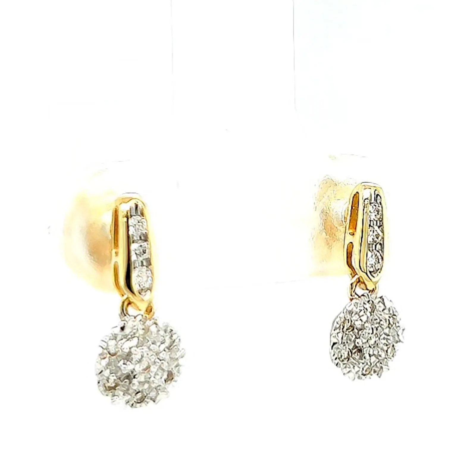 9ct Yellow Gold Round Brilliant Cut with 0.10 CARAT tw of Diamonds Drop Earrings