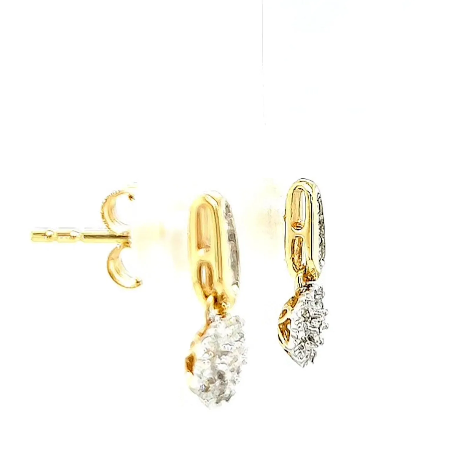 9ct Yellow Gold Round Brilliant Cut with 0.10 CARAT tw of Diamonds Drop Earrings