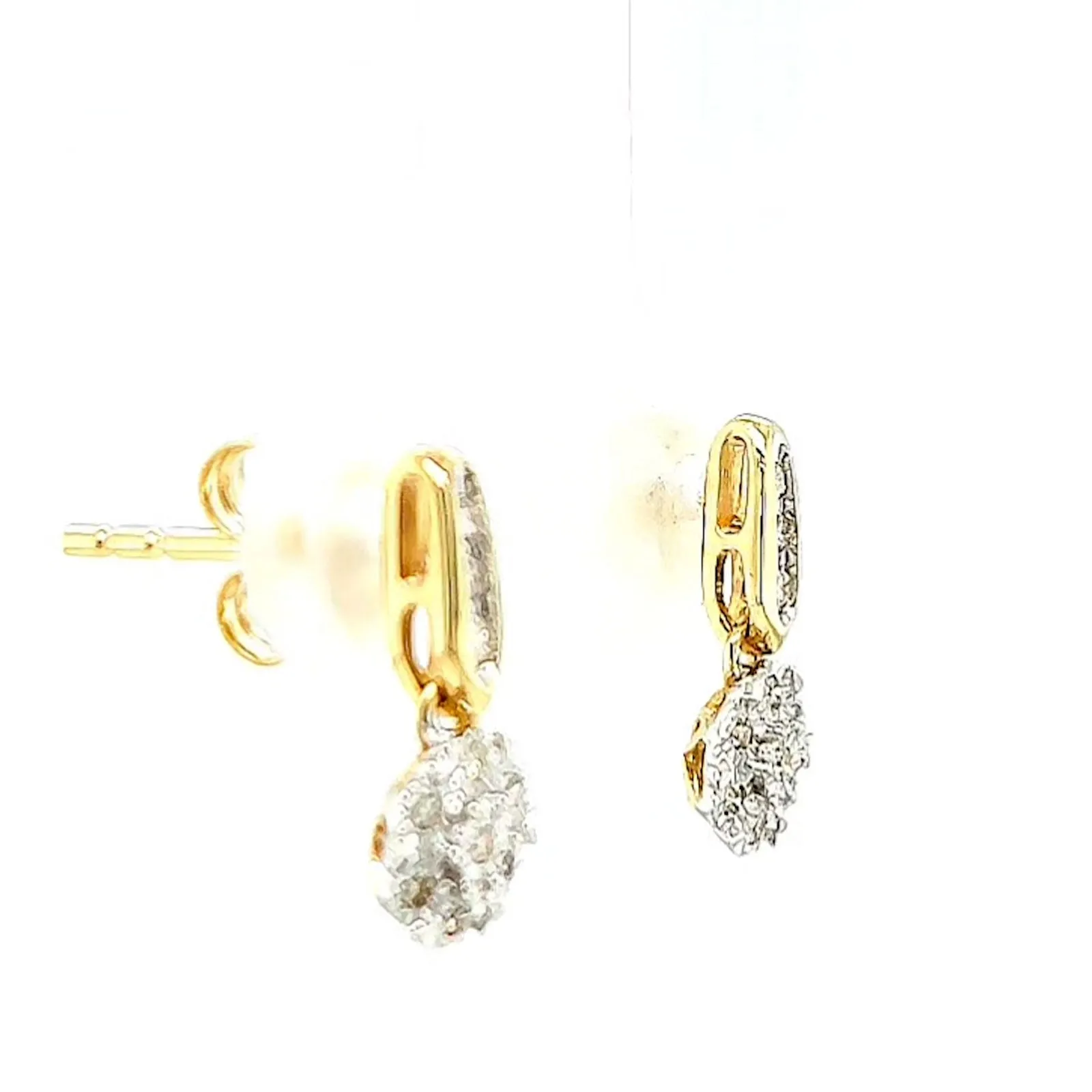 9ct Yellow Gold Round Brilliant Cut with 0.10 CARAT tw of Diamonds Drop Earrings