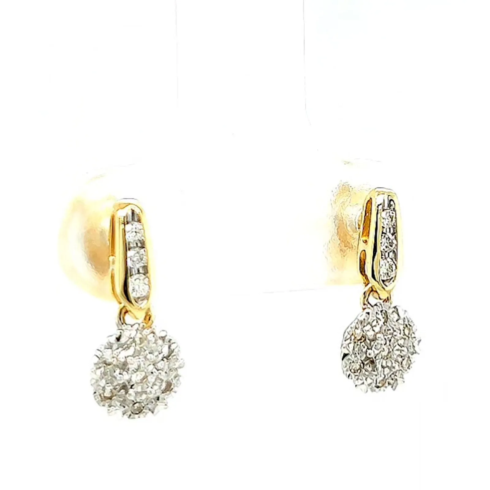 9ct Yellow Gold Round Brilliant Cut with 0.10 CARAT tw of Diamonds Drop Earrings