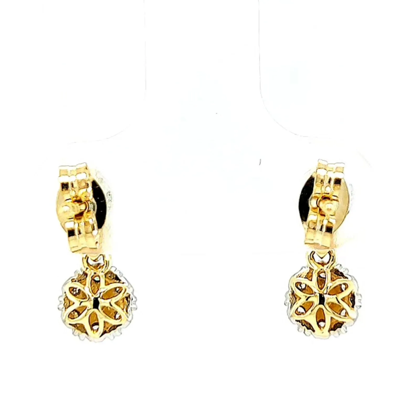 9ct Yellow Gold Round Brilliant Cut with 0.10 CARAT tw of Diamonds Drop Earrings