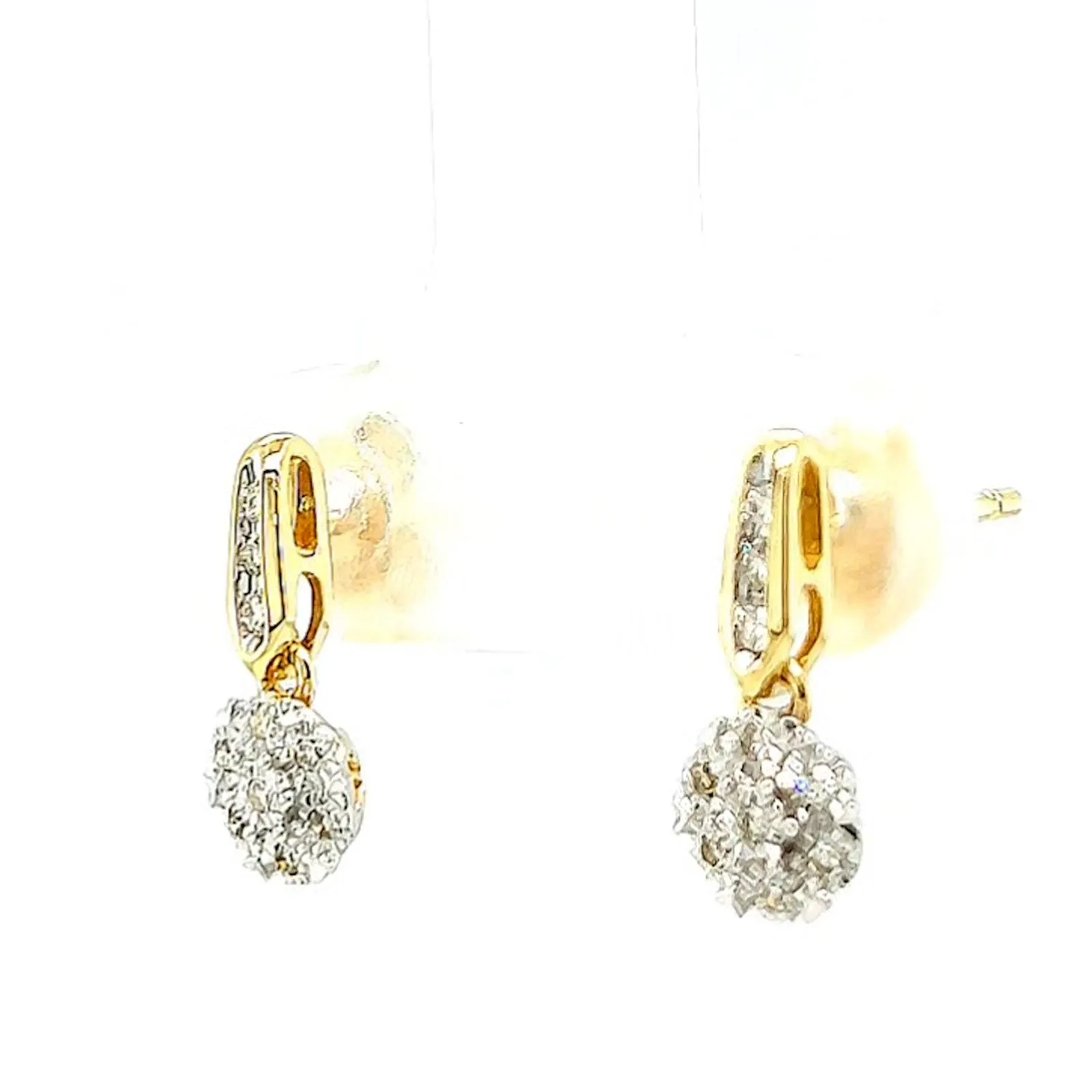 9ct Yellow Gold Round Brilliant Cut with 0.10 CARAT tw of Diamonds Drop Earrings