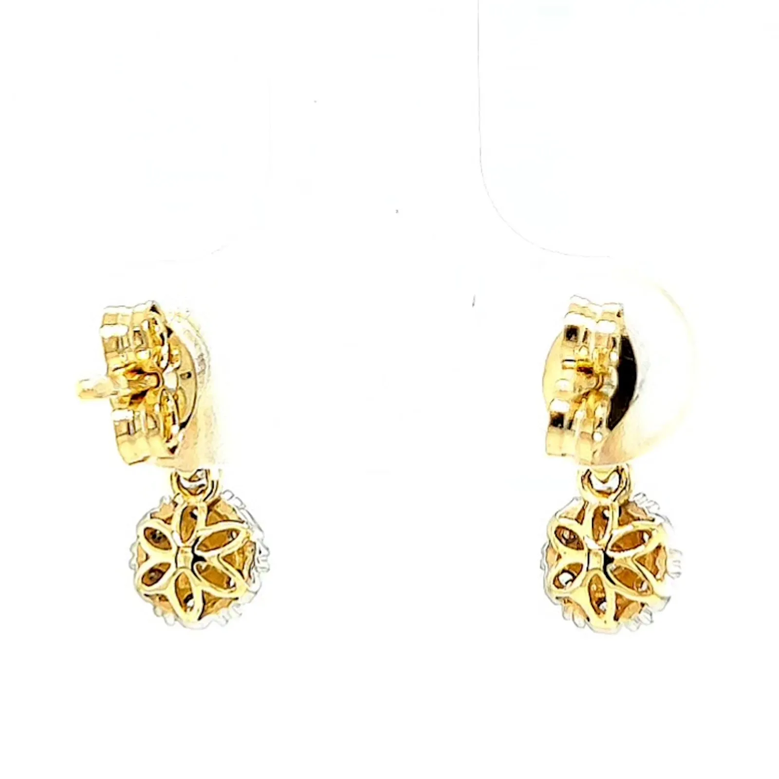 9ct Yellow Gold Round Brilliant Cut with 0.10 CARAT tw of Diamonds Drop Earrings