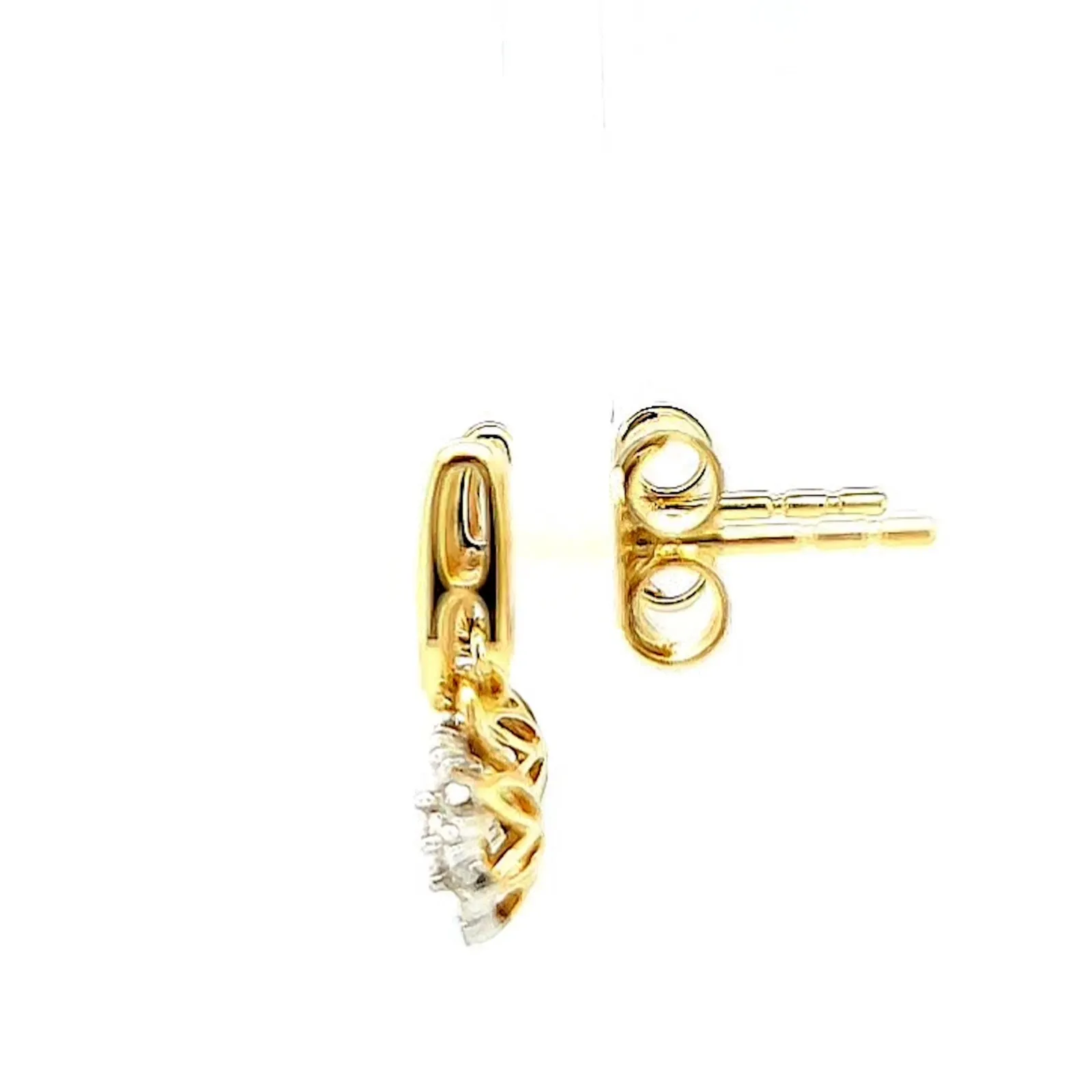 9ct Yellow Gold Round Brilliant Cut with 0.10 CARAT tw of Diamonds Drop Earrings